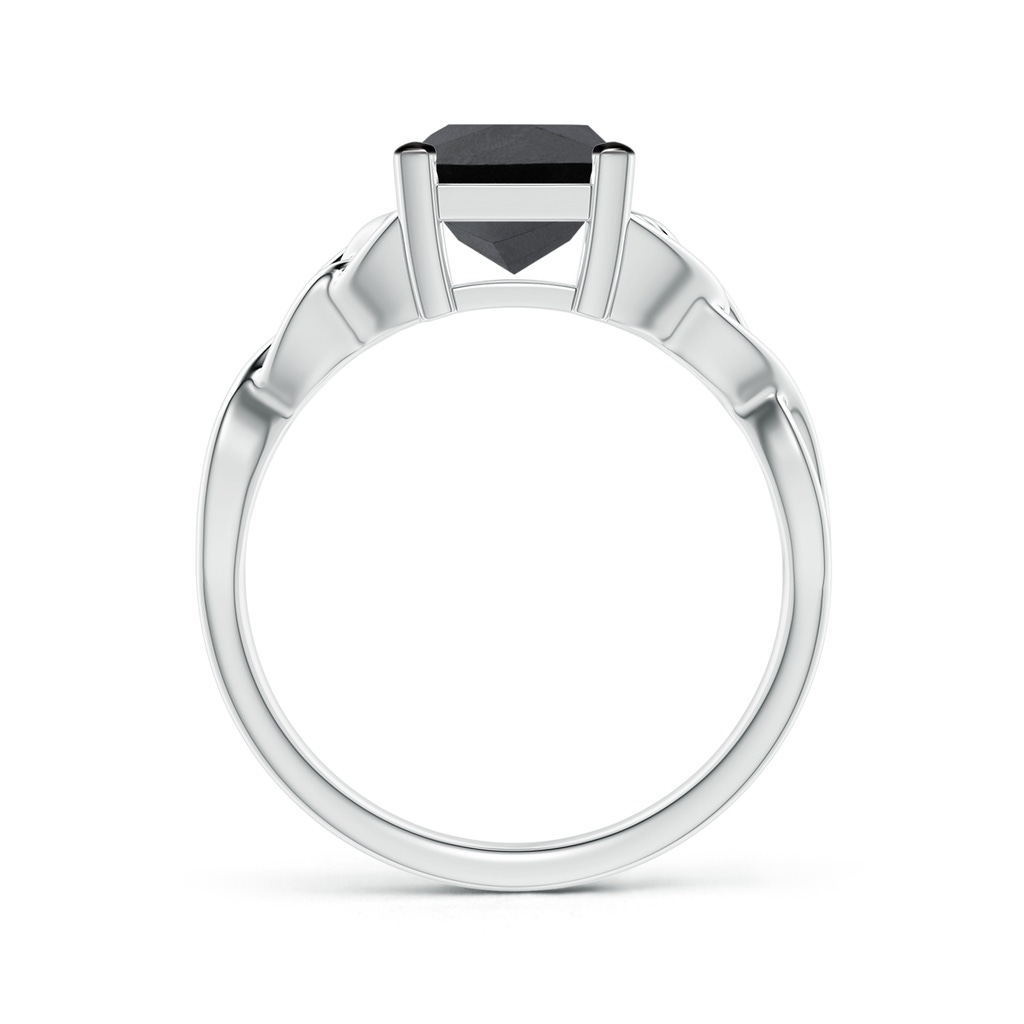 7mm AA Solitaire Princess-Cut Black Diamond Celtic Knot Ring in White Gold - side_1
