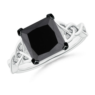 8mm AA Solitaire Princess-Cut Black Diamond Celtic Knot Ring in P950 Platinum