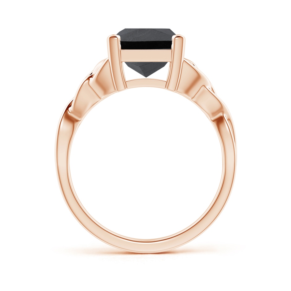 8mm AA Solitaire Princess-Cut Black Diamond Celtic Knot Ring in Rose Gold side-1