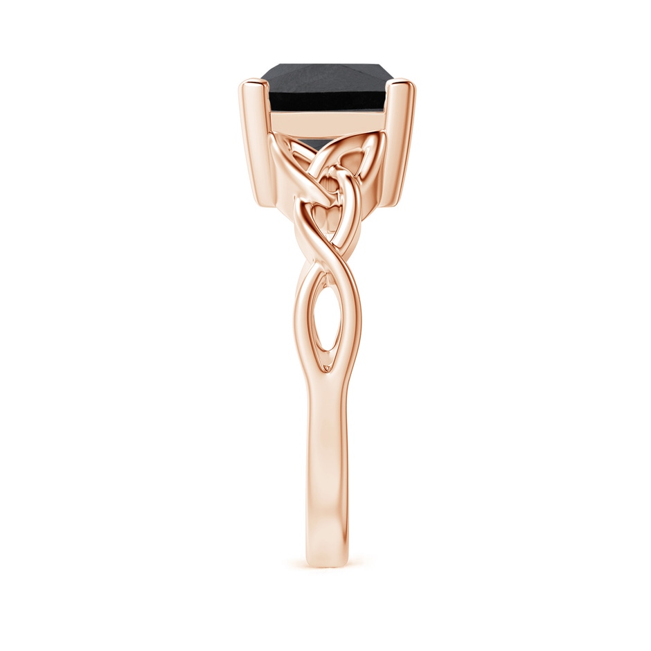 8mm AA Solitaire Princess-Cut Black Diamond Celtic Knot Ring in Rose Gold side-2