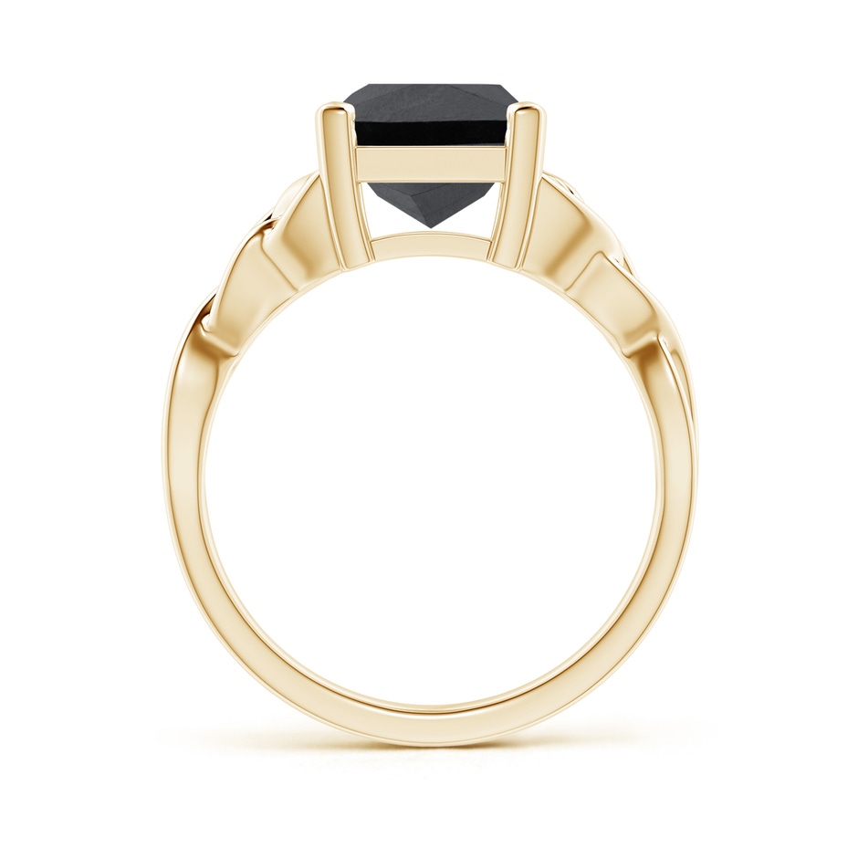 8mm AA Solitaire Princess-Cut Black Diamond Celtic Knot Ring in Yellow Gold side-1