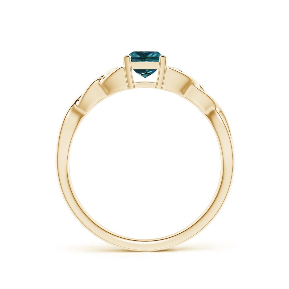 4.4mm AA Solitaire Princess-Cut Blue Diamond Celtic Knot Ring in 9K Yellow Gold product image