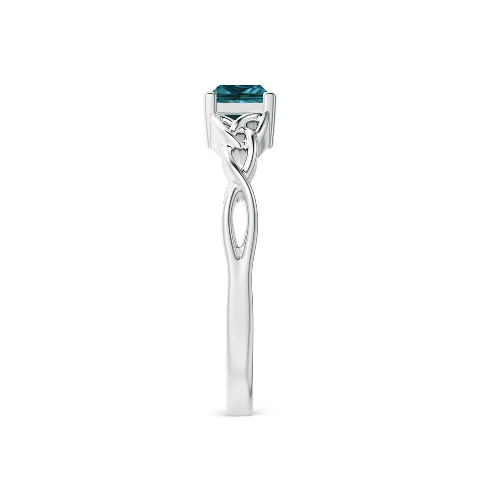 4.4mm AA Solitaire Princess-Cut Blue Diamond Celtic Knot Ring in P950 Platinum side-2
