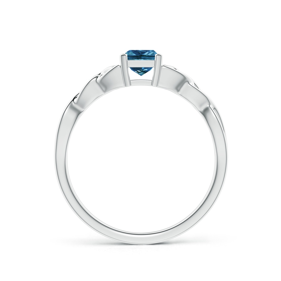4.4mm AAA Solitaire Princess-Cut Blue Diamond Celtic Knot Ring in P950 Platinum side-1