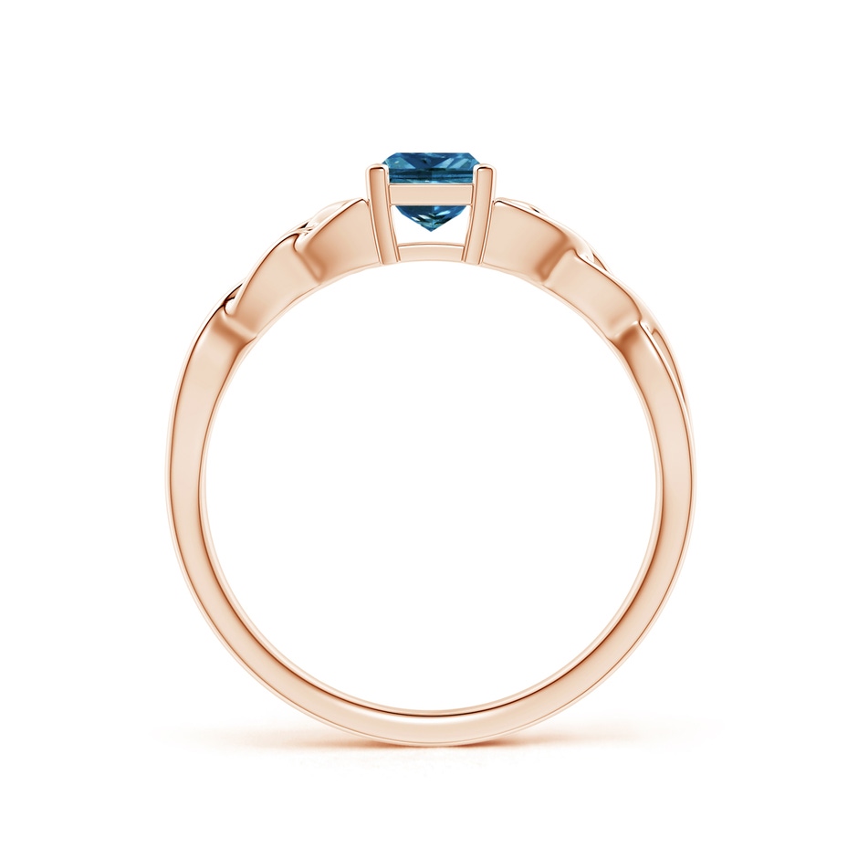 4.4mm AAA Solitaire Princess-Cut Blue Diamond Celtic Knot Ring in Rose Gold side-1