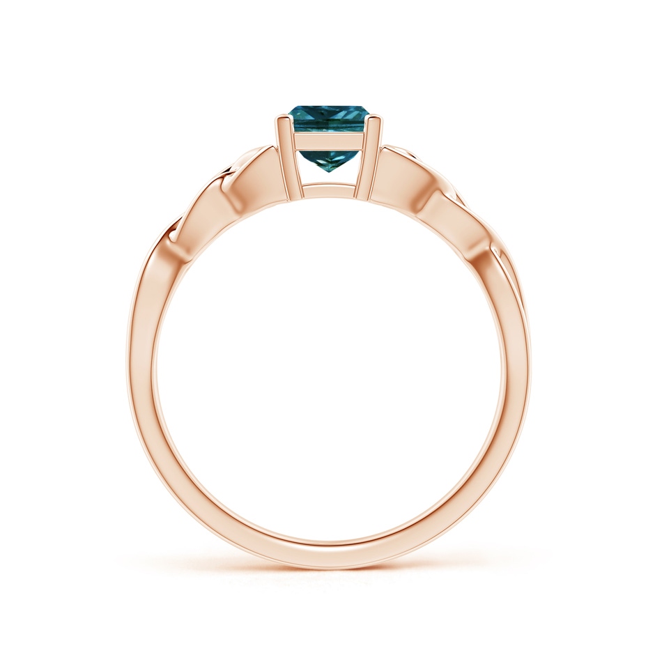 4.9mm AA Solitaire Princess-Cut Blue Diamond Celtic Knot Ring in Rose Gold side-1