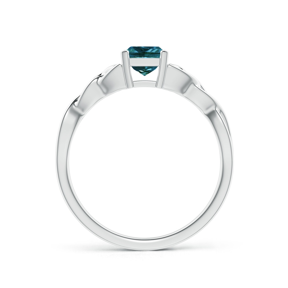 4.9mm AA Solitaire Princess-Cut Blue Diamond Celtic Knot Ring in White Gold side-1