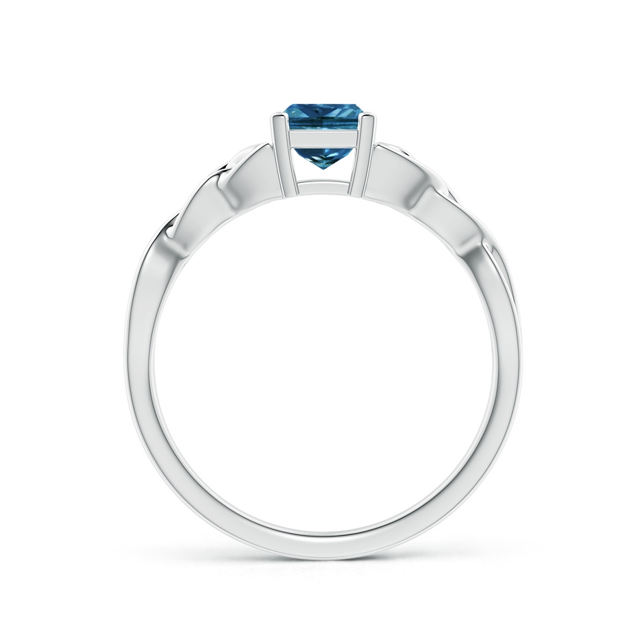 4.9mm AAA Solitaire Princess-Cut Blue Diamond Celtic Knot Ring in P950 Platinum side-1