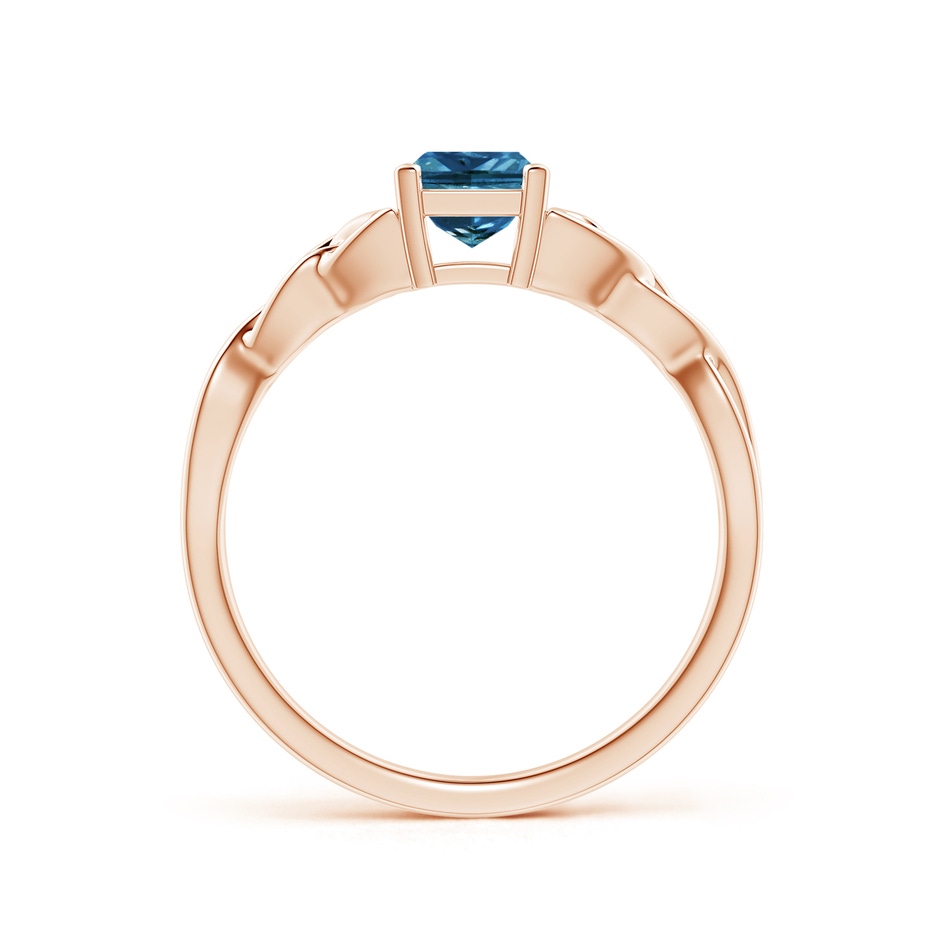 4.9mm AAA Solitaire Princess-Cut Blue Diamond Celtic Knot Ring in Rose Gold side-1