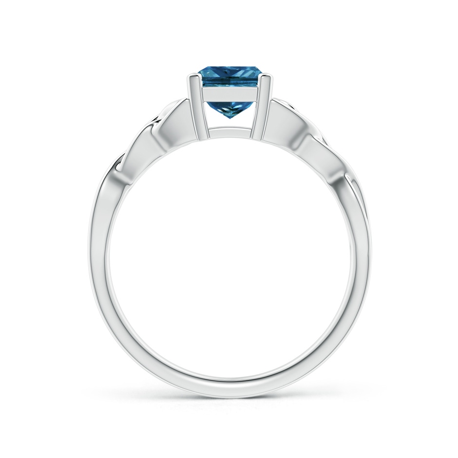 5.5mm AAA Solitaire Princess-Cut Blue Diamond Celtic Knot Ring in P950 Platinum side-1