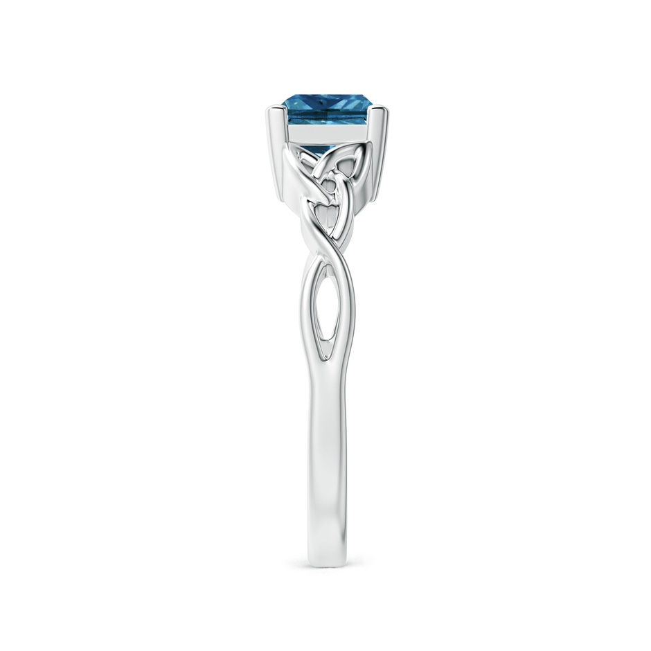 5.5mm AAA Solitaire Princess-Cut Blue Diamond Celtic Knot Ring in P950 Platinum side-2