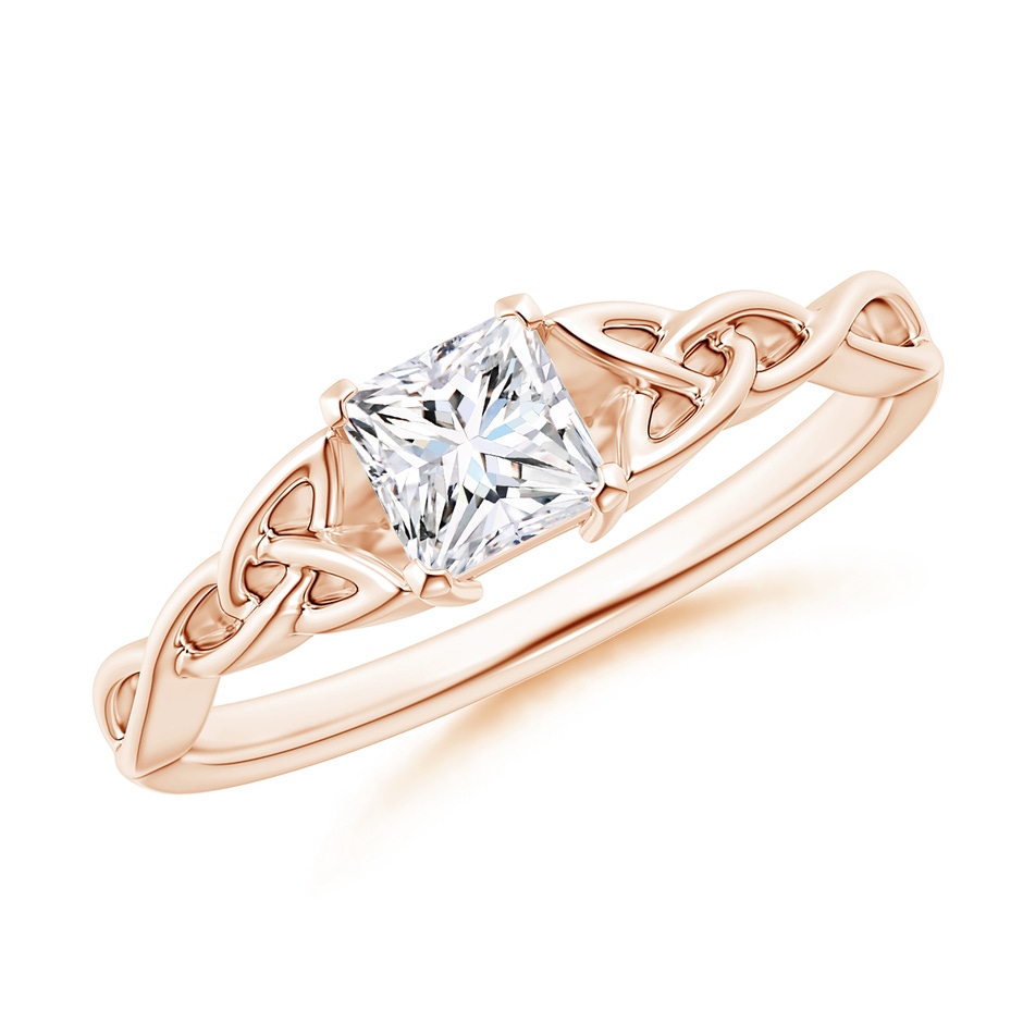 4.4mm GVS2 Solitaire Princess-Cut Diamond Celtic Knot Ring in 9K Rose Gold 