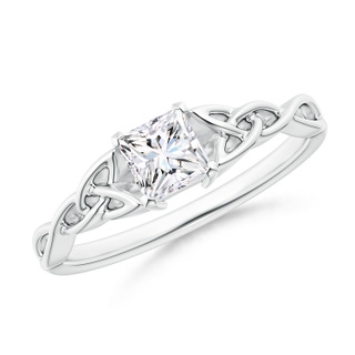 4.4mm GVS2 Solitaire Princess-Cut Diamond Celtic Knot Ring in White Gold