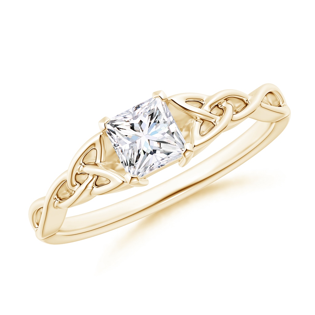 4.4mm GVS2 Solitaire Princess-Cut Diamond Celtic Knot Ring in Yellow Gold