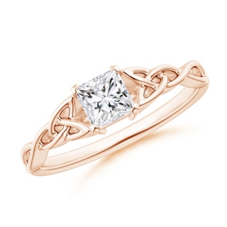 4.4mm HSI2 Solitaire Princess-Cut Diamond Celtic Knot Ring in 10K Rose Gold