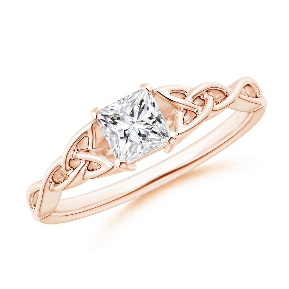 4.4mm HSI2 Solitaire Princess-Cut Diamond Celtic Knot Ring in 9K Rose Gold 