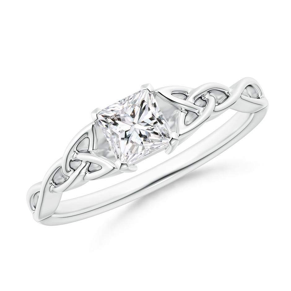 4.4mm HSI2 Solitaire Princess-Cut Diamond Celtic Knot Ring in White Gold 