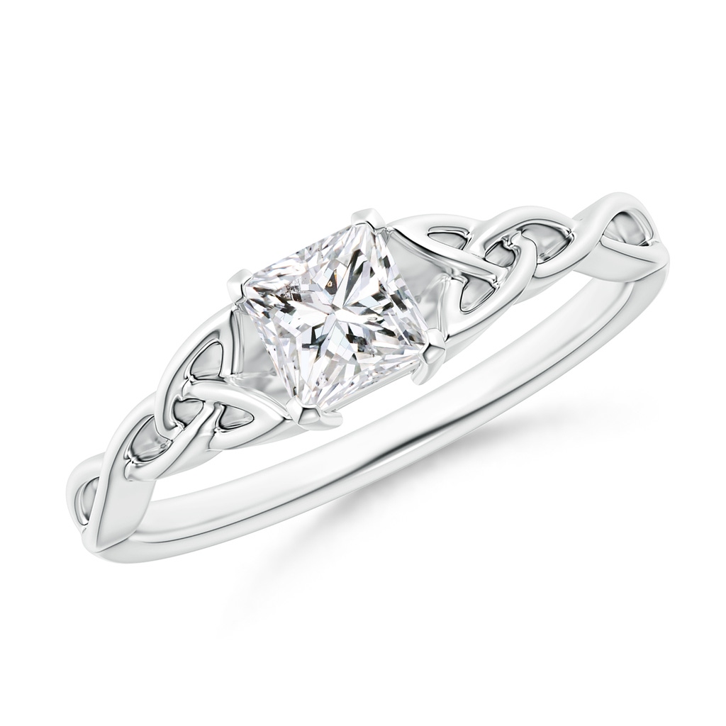 4.4mm HSI2 Solitaire Princess-Cut Diamond Celtic Knot Ring in White Gold