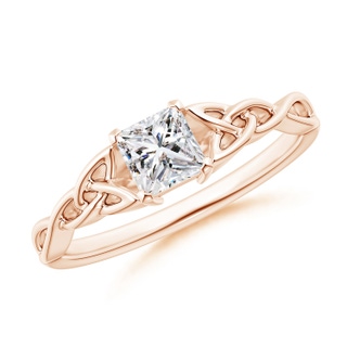 4.4mm IJI1I2 Solitaire Princess-Cut Diamond Celtic Knot Ring in 9K Rose Gold