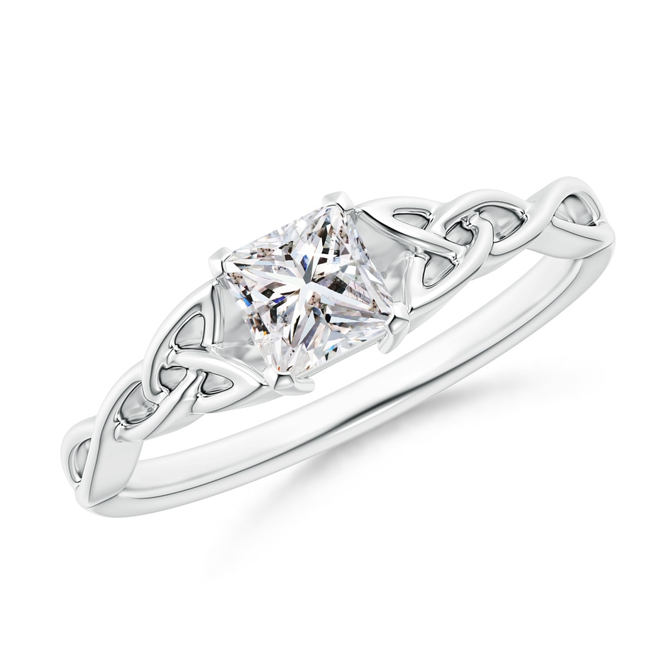 4.4mm IJI1I2 Solitaire Princess-Cut Diamond Celtic Knot Ring in White Gold 