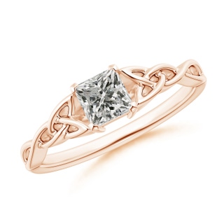 4.4mm KI3 Solitaire Princess-Cut Diamond Celtic Knot Ring in 9K Rose Gold