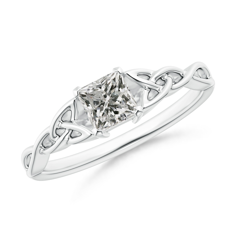 4.4mm KI3 Solitaire Princess-Cut Diamond Celtic Knot Ring in White Gold 