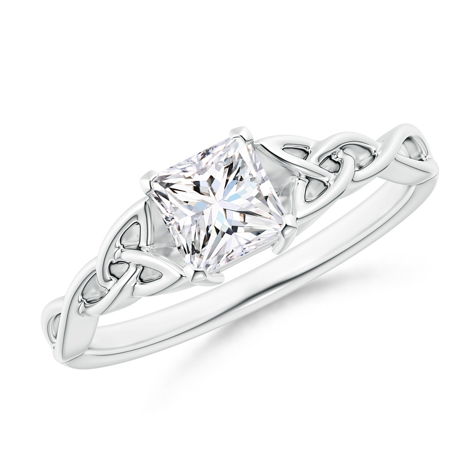 4.9mm GVS2 Solitaire Princess-Cut Diamond Celtic Knot Ring in 9K White Gold 
