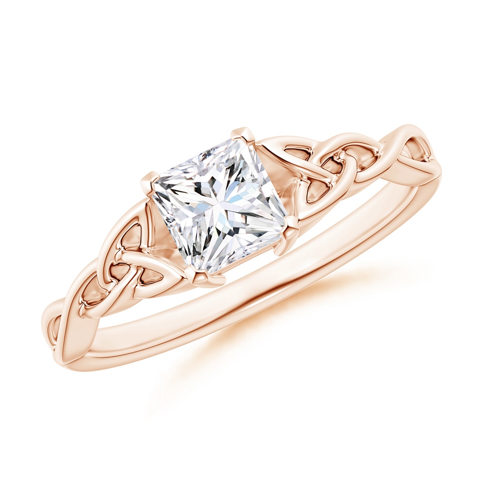 4.9mm GVS2 Solitaire Princess-Cut Diamond Celtic Knot Ring in Rose Gold 