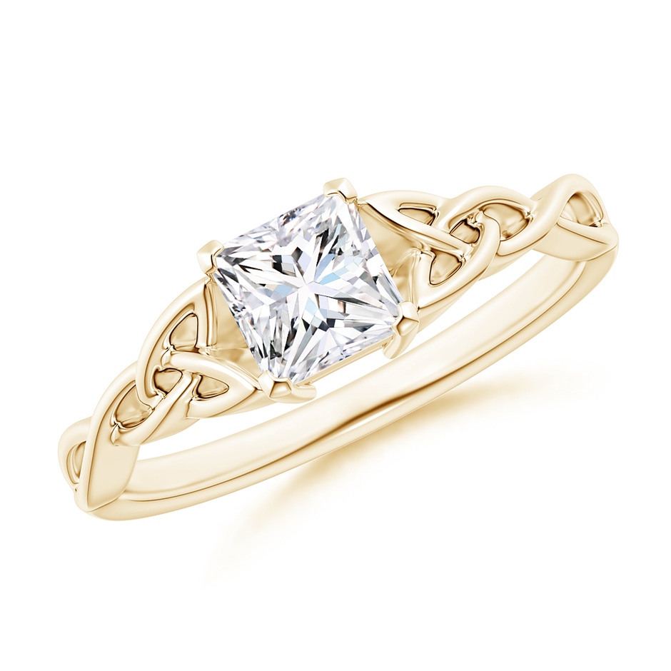 4.9mm GVS2 Solitaire Princess-Cut Diamond Celtic Knot Ring in Yellow Gold 