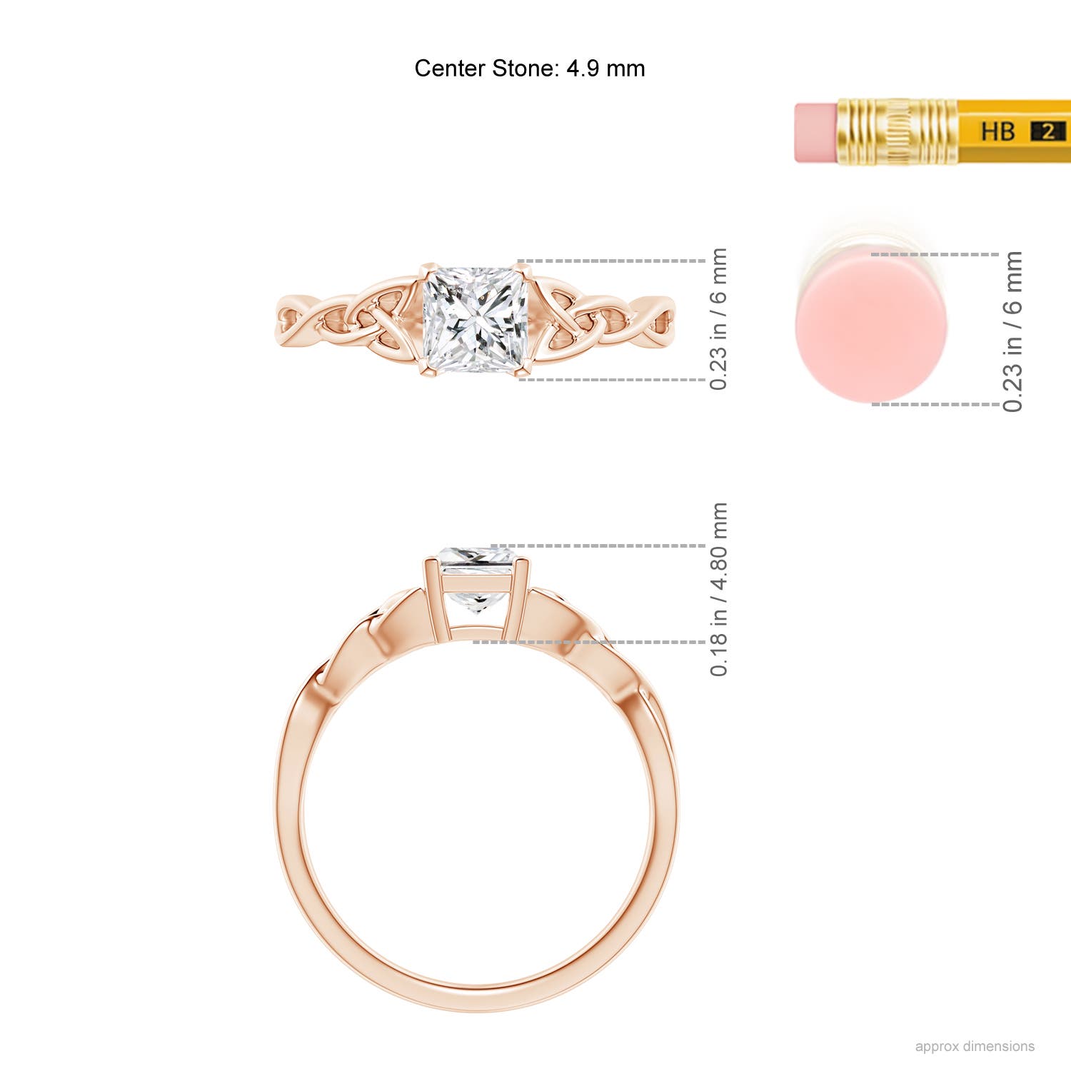 H, SI2 / 0.65 CT / 14 KT Rose Gold