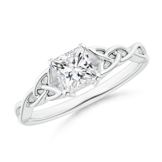 4.9mm HSI2 Solitaire Princess-Cut Diamond Celtic Knot Ring in White Gold