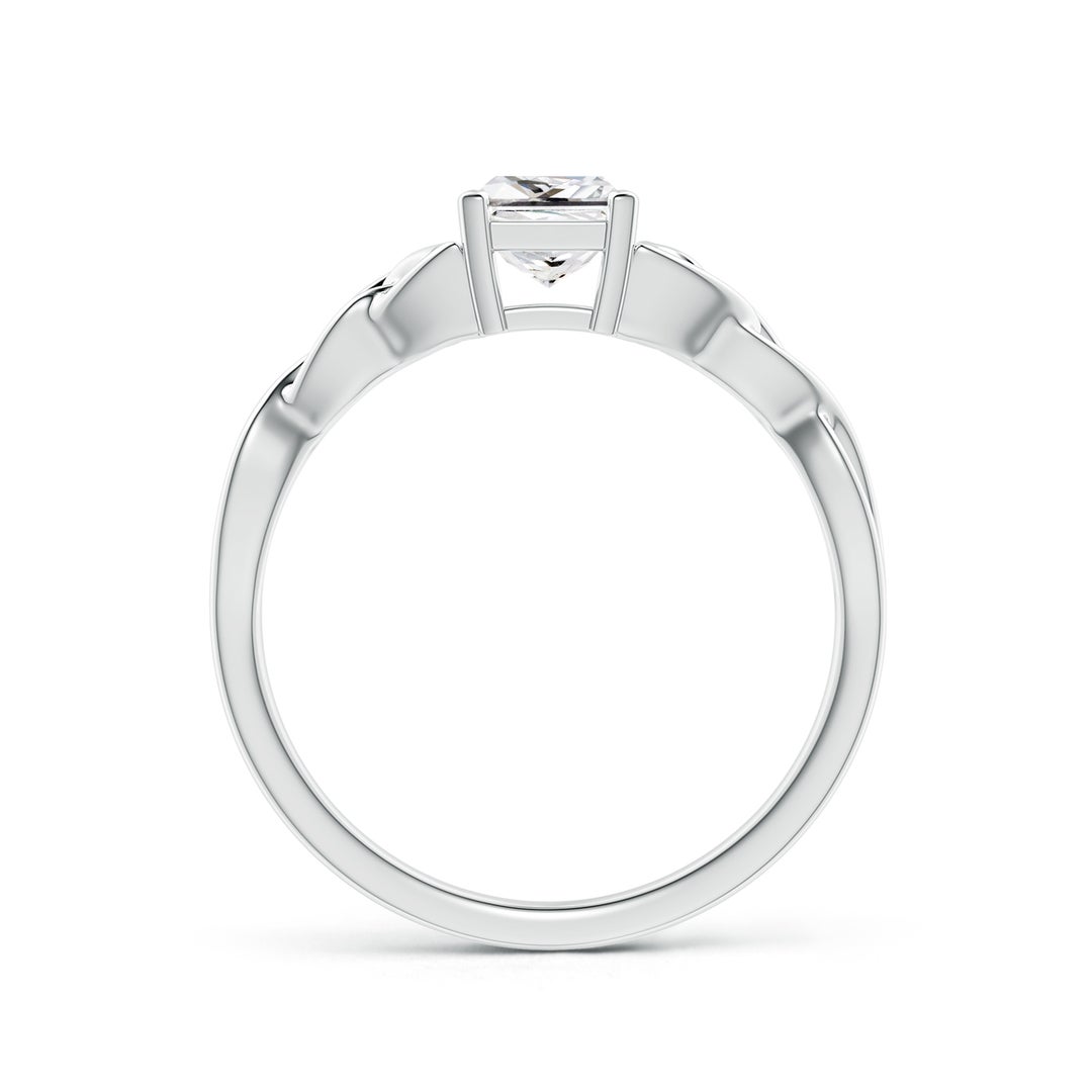 4.9mm HSI2 Solitaire Princess-Cut Diamond Celtic Knot Ring in White Gold - side 2