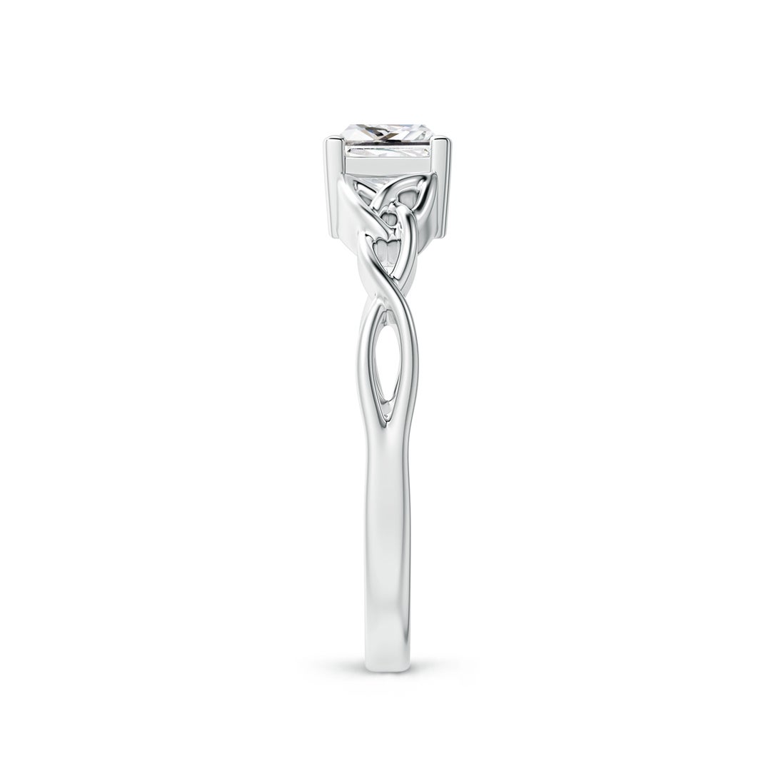 4.9mm HSI2 Solitaire Princess-Cut Diamond Celtic Knot Ring in White Gold - side 3