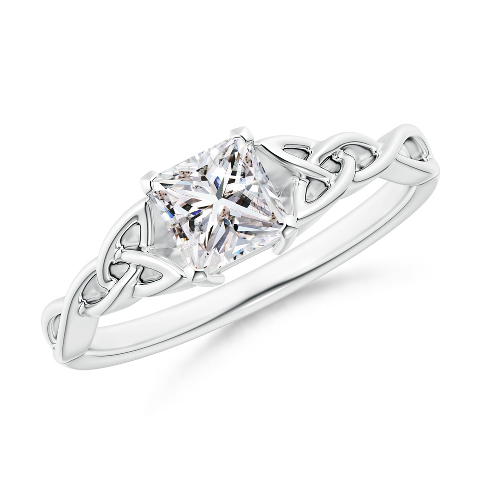 4.9mm IJI1I2 Solitaire Princess-Cut Diamond Celtic Knot Ring in White Gold 