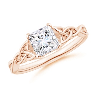 5.5mm GVS2 Solitaire Princess-Cut Diamond Celtic Knot Ring in 9K Rose Gold