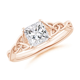 5.5mm HSI2 Solitaire Princess-Cut Diamond Celtic Knot Ring in 9K Rose Gold