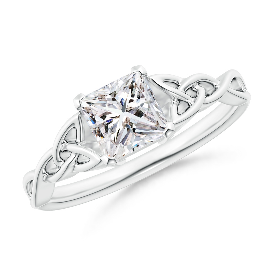 5.5mm IJI1I2 Solitaire Princess-Cut Diamond Celtic Knot Ring in White Gold 