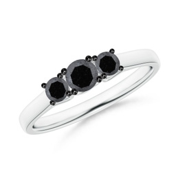 Three Stone Platinum Enhanced Black Diamond Rings