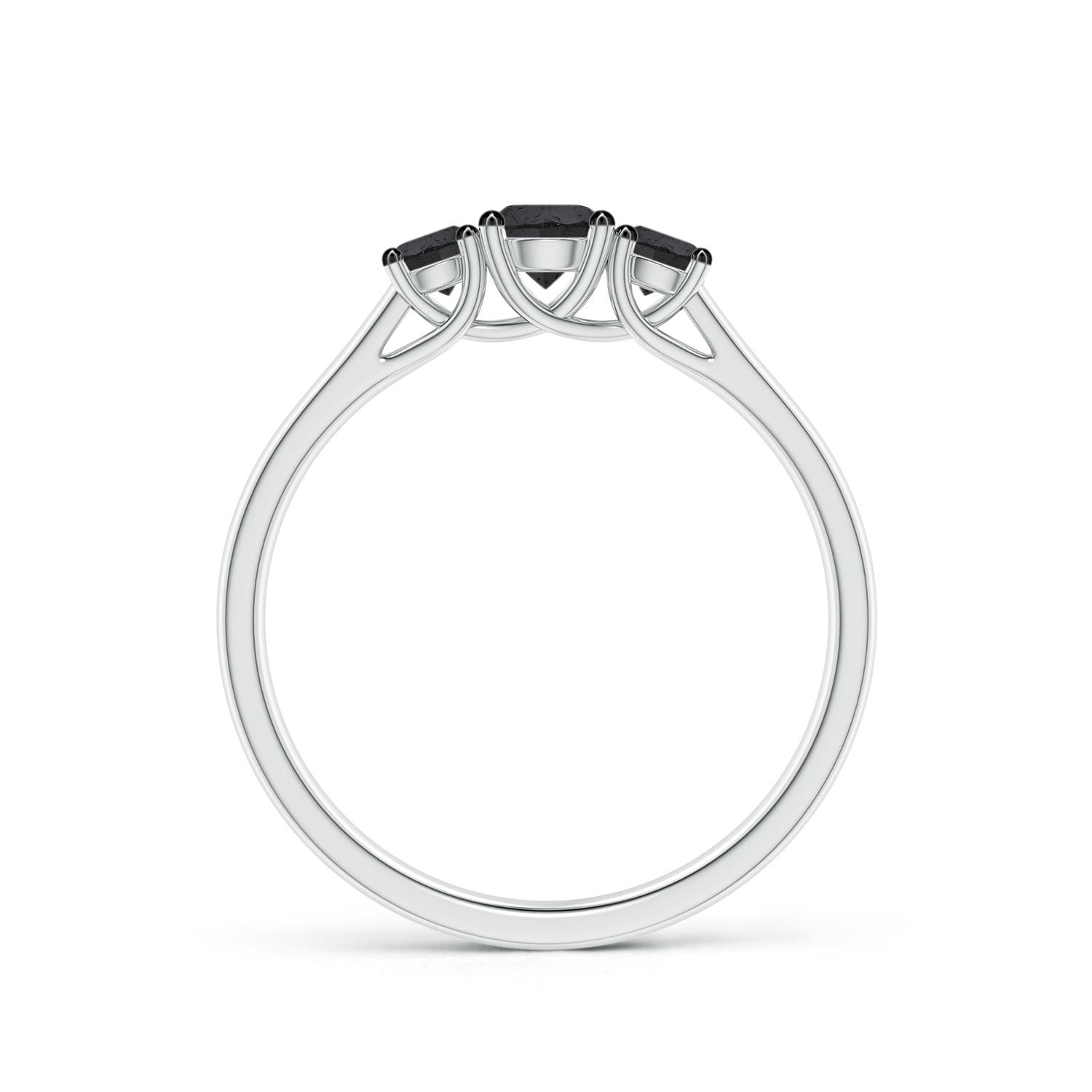 4mm A Three Stone Round Black Diamond Engagement Ring in P950 Platinum