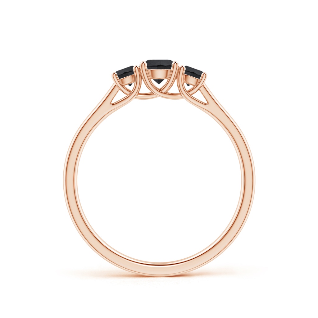 4mm AA Three Stone Round Black Diamond Engagement Ring in Rose Gold - side_1