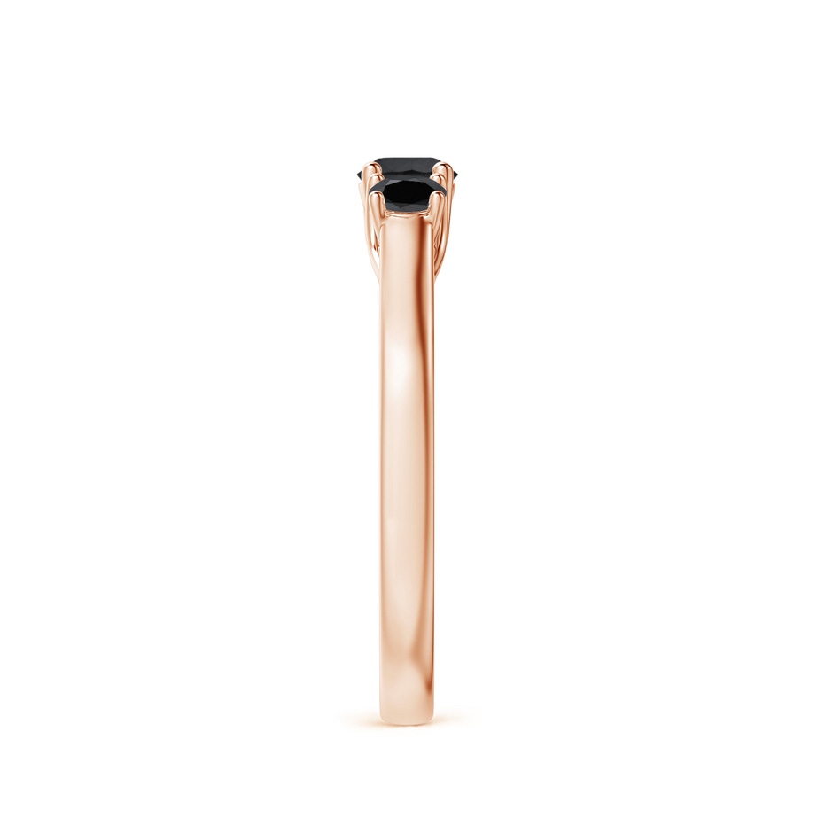 4mm AA Three Stone Round Black Diamond Engagement Ring in Rose Gold side-2