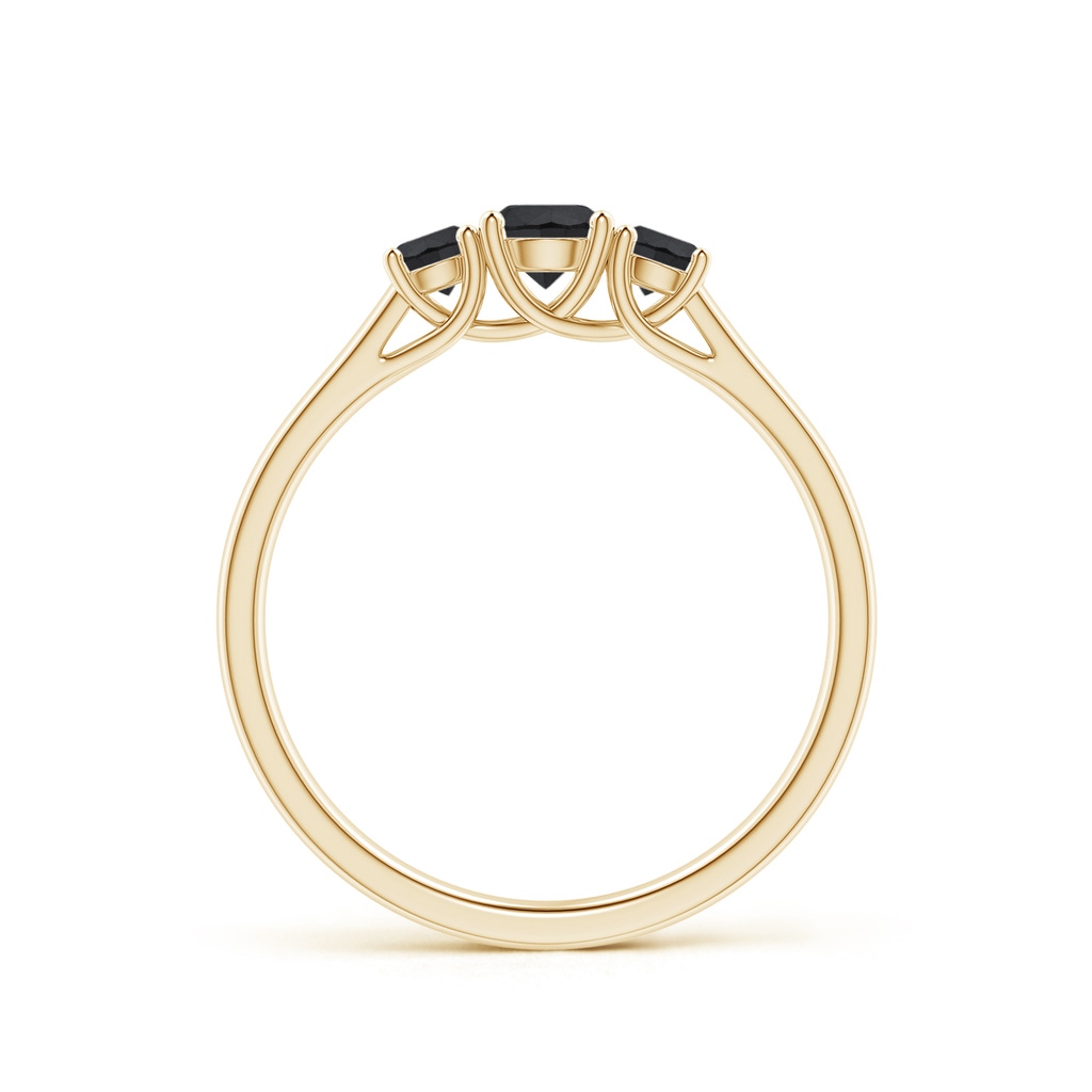 4mm AA Three Stone Round Black Diamond Engagement Ring in Yellow Gold - side_1