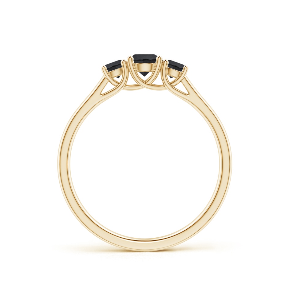 4mm AA Three Stone Round Black Diamond Engagement Ring in Yellow Gold side-1