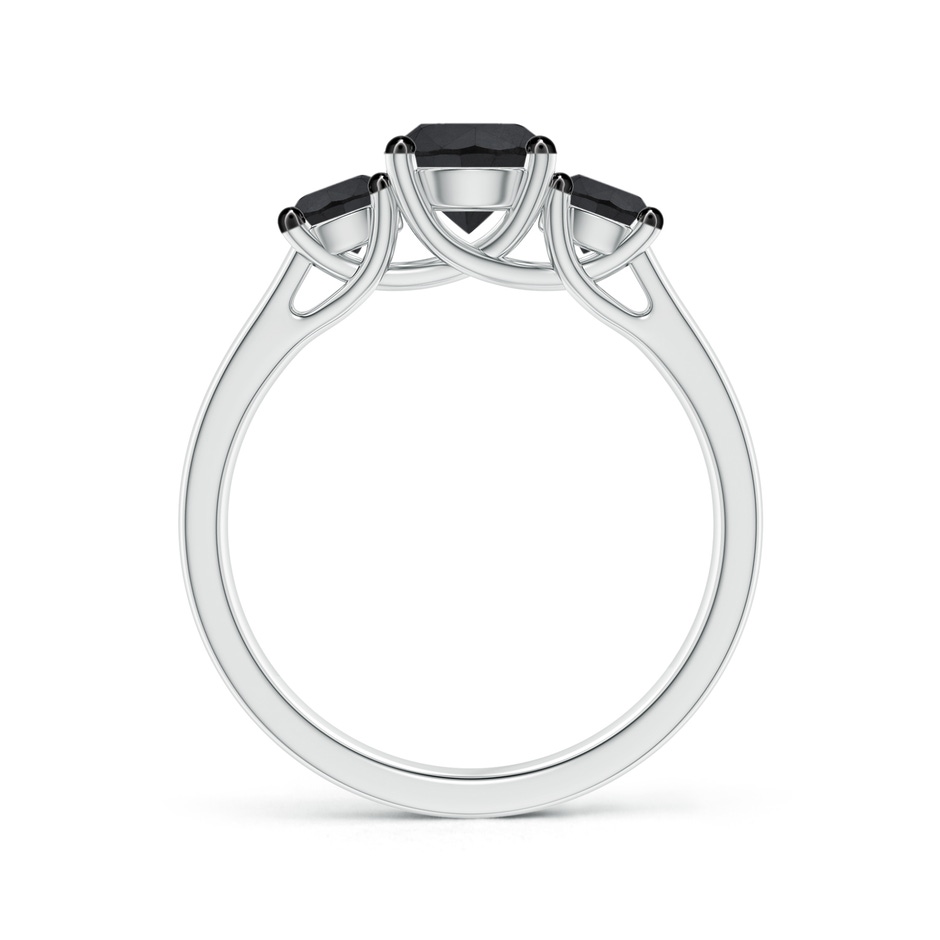 6.5mm AA Three Stone Round Black Diamond Engagement Ring in White Gold side-1