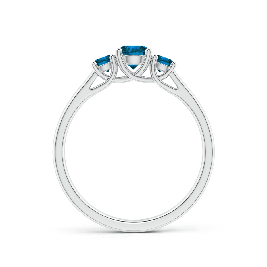 4.6mm AAA Three Stone Round Blue Diamond Engagement Ring in White Gold side-1