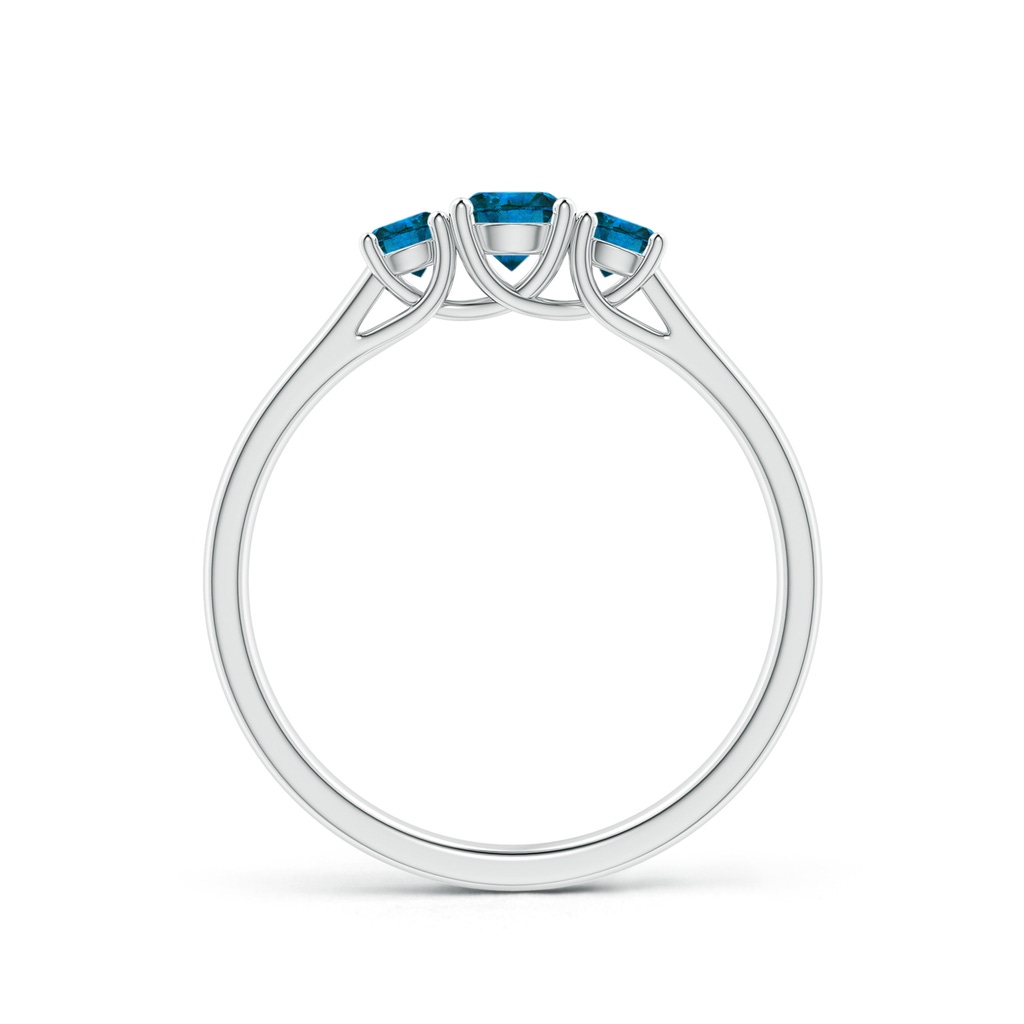 4mm AAA Three Stone Round Blue Diamond Engagement Ring in P950 Platinum - side_1