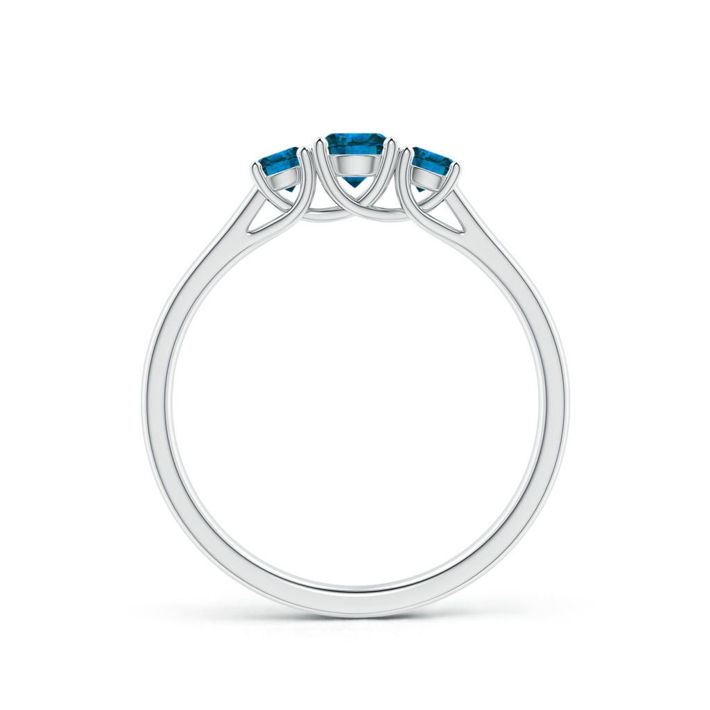 4mm AAA Three Stone Round Blue Diamond Engagement Ring in White Gold Side-1