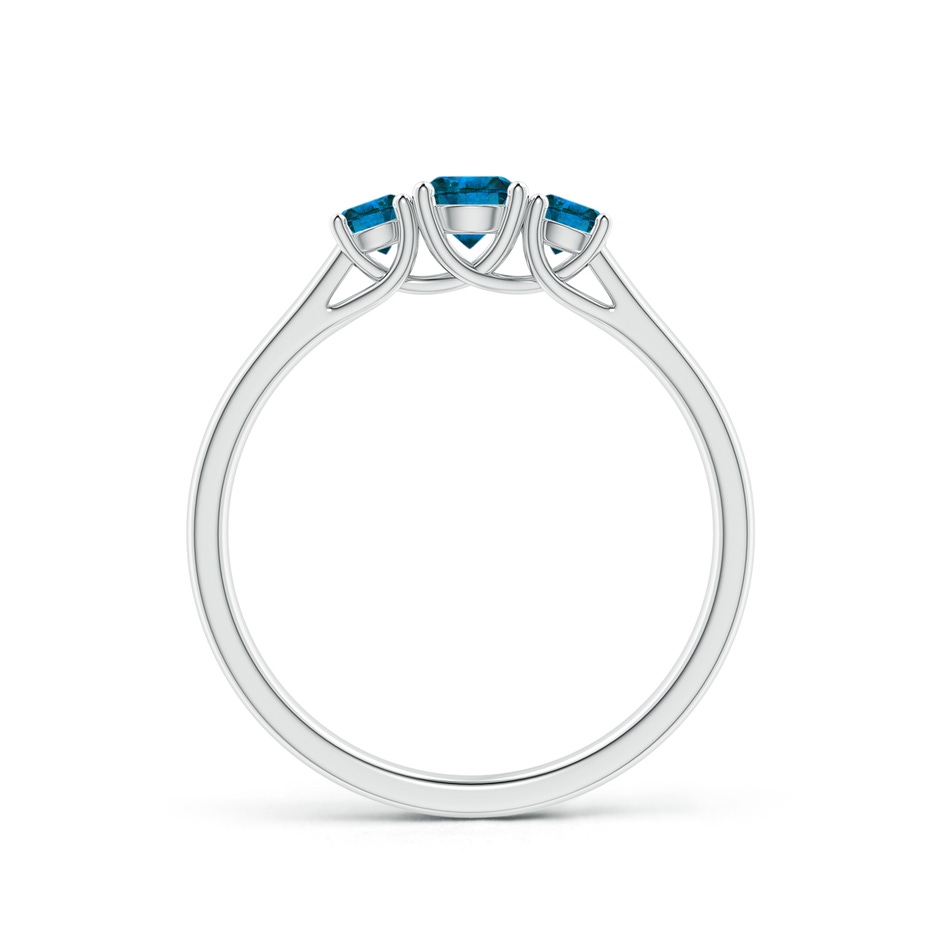 4mm AAA Three Stone Round Blue Diamond Engagement Ring in White Gold side-1