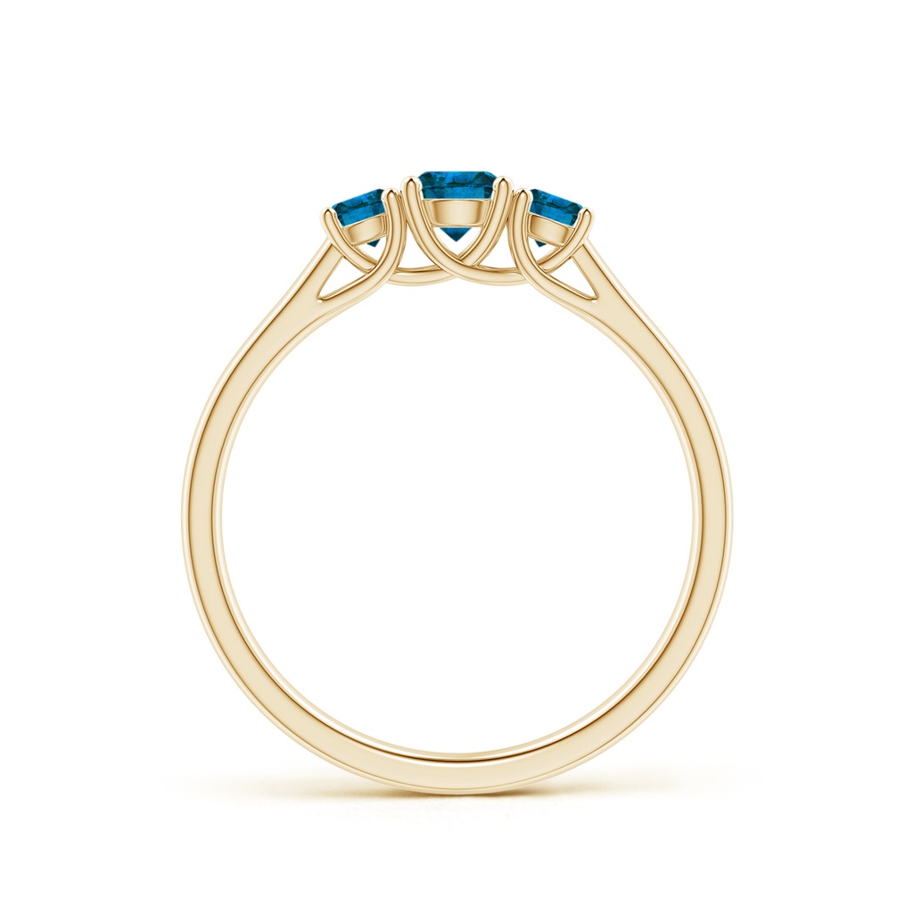 4mm AAA Three Stone Round Blue Diamond Engagement Ring in Yellow Gold - side_1