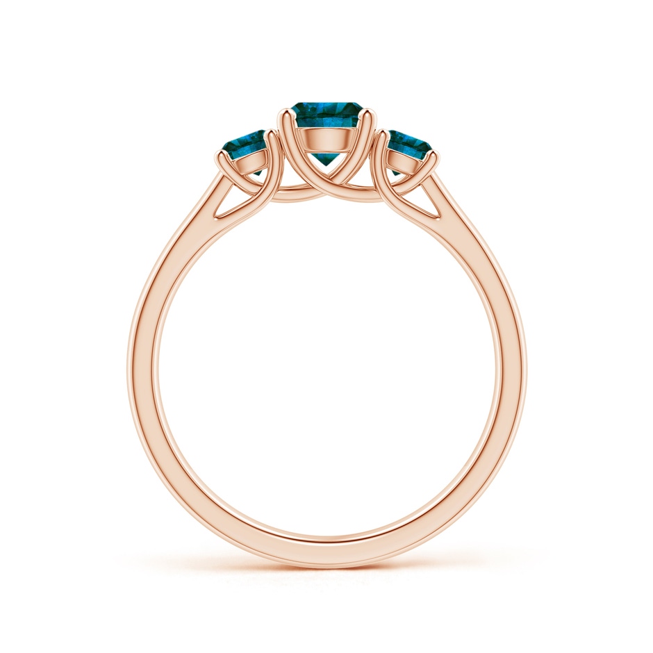 5.1mm AA Three Stone Round Blue Diamond Engagement Ring in Rose Gold side-1